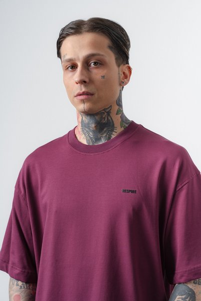 Respire Tricou Oversize Bărbați, Tricou Supradimensionat Streetwear din Bumbac cu Mini Detaliu Text Imprimat pe Piept