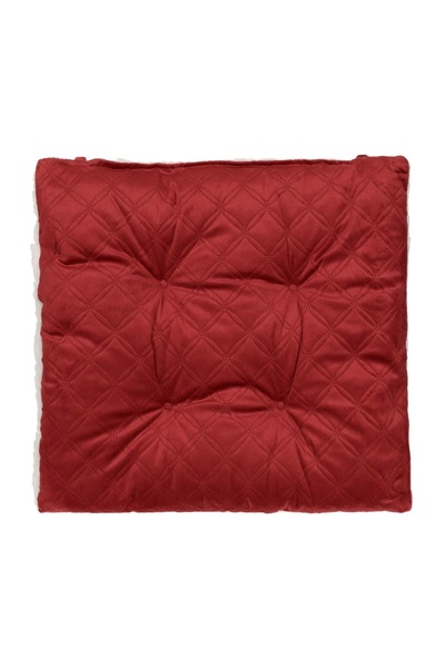 OEM Pernă pentru Scaun 38x38 cm, Bordo Velvet Matlasat cu Sherpa Albă, Două F...