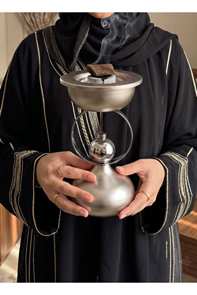 ALQANNAS مبخرة ستانلس استيل بتصميم عصري و قاعدة فضي مطفي