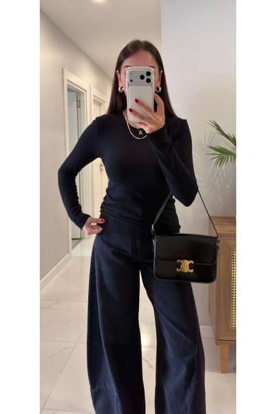 yeditepe fashion Crew Neck Cashmere Knitwear Bodysuit