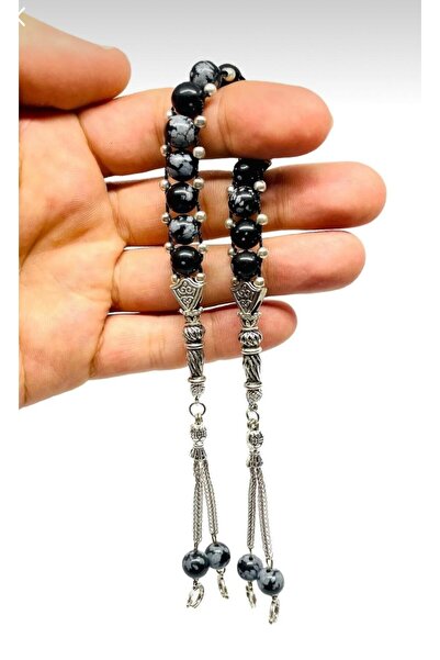 Luba Snežni obsidijan, prirodni kamen, 8 mm, zaza molitveni perle