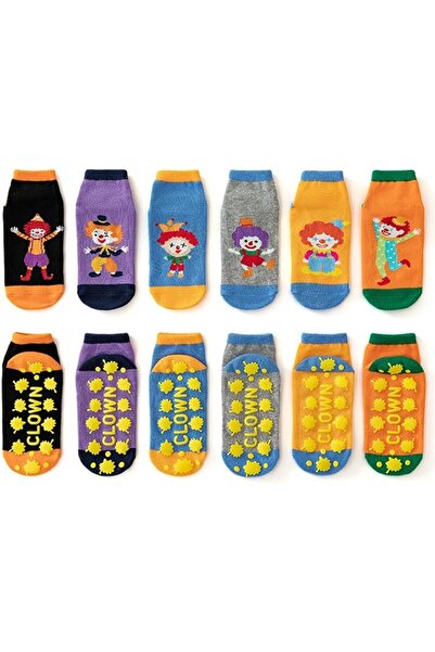 GENERAL 5 Pairs Boys Anti-Slip Socks with Grips, Cotton Non-Skid Ankle Socks ...