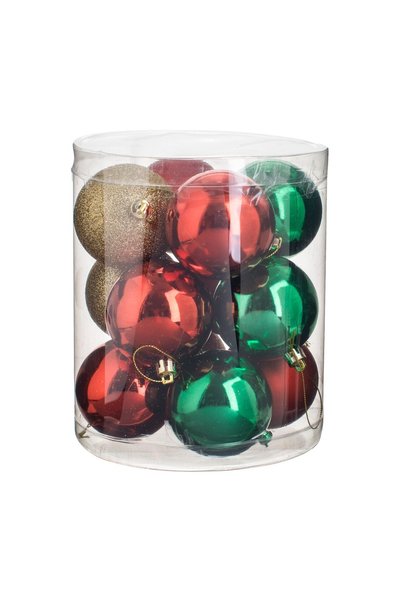 OEM Set Globuri de Crăciun Verzi Roșii Aurii Mate și Glitter Ø7 cm – 12 buc. ...