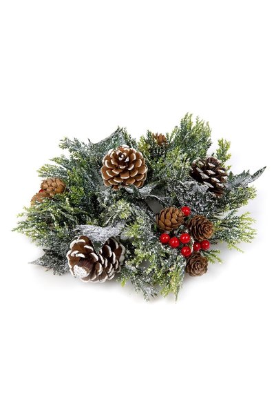 OEM Inel Decorativ de Crăciun pentru Lumânare Conuri de Brad Crengi 25 cm – A...