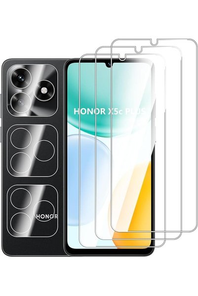 GENERAL [3+3 قطع] واقي شاشة لهاتف HONOR X5c PLUS 4G مع واقي عدسة الكاميرا، زج...