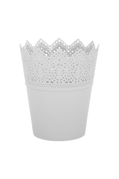 OEM Mască din Plastic Alb cu model Dantela pentru Ghiveci Ø8.5x15 cm - 1 L