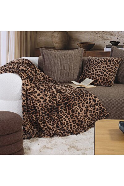 Nef Nef Homeware Nef-Nef Homeware Cheetar Καφέ Κουβέρτα Ριχτάρι Καναπέ από Φλ...