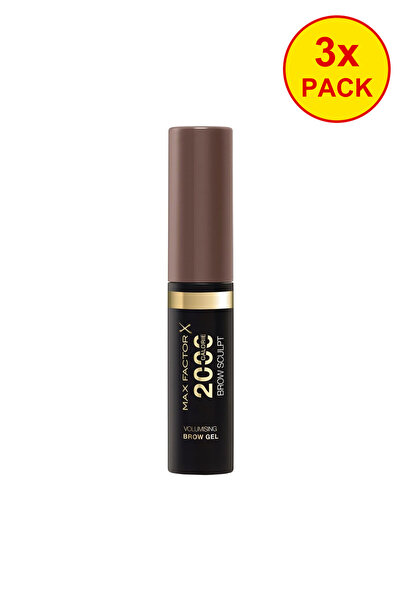 Max Factor 3x PACK 2000 Calorie Volumising Brow Sculpt Gel, Soft Brown, 4.5 ml