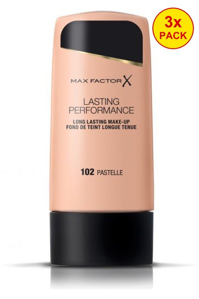 Max Factor 3x PACK Lasting Performance Long-Lasting Foundation 102 Pastelle 3...