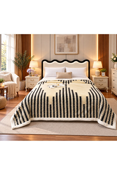 CHIRASO Cocolino Blanket with Faux Fur Lining, Elegant Design, 200x230 cm, So...