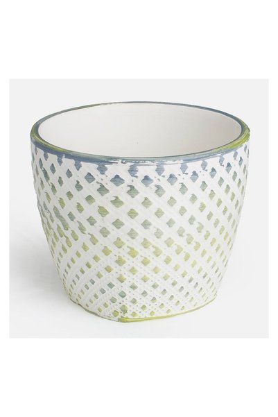 OEM Mască decorativă pentru ghiveci Ceramică Alb Verde 10x8 cm - 0,3 L
