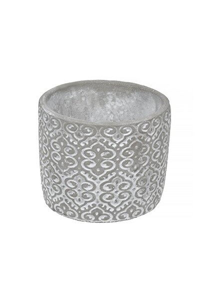 OEM Mască decorativă pentru ghiveci Gri Alba cu model Reliefat Ø10.5x8.5 cm -...