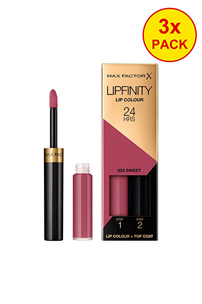 Max Factor 3 броя Lipfinity 24H червило, устойчиво на размазване – 055 Sweet