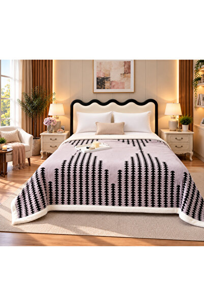 CHIRASO Cocolino Blanket with Faux Fur Lining, Elegant Design, 200x230 cm, So...