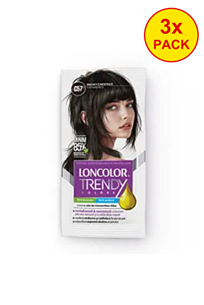 Loncolor PACK 3x Vopsea de păr semipermanentă fără amoniac C57 castan rece, 5...