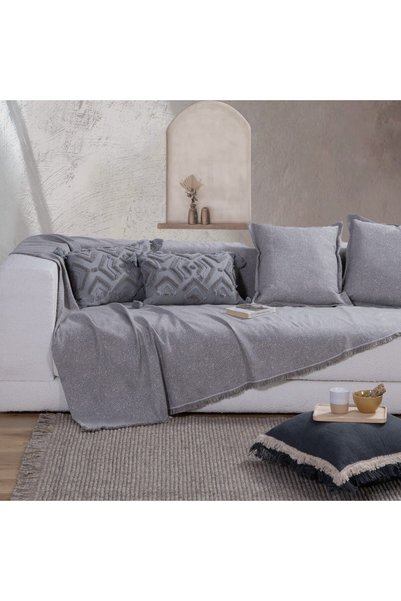 Nef Nef Homeware Nef-Nef Αρόνια Γκρι Ζακάρ Ριχτάρι Καναπέ Τετραθέσιου, 170 x ...