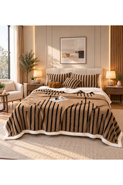 CHIRASO Cocolino Blanket with Faux Fur Lining, Elegant Design, 200x230 cm, So...