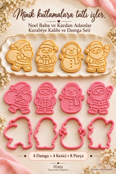 himi teraryum objeleri Santa Claus and Snowmen Cookie Cutter and Stamp Set – ...
