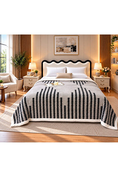 CHIRASO Cocolino Blanket with Faux Fur Lining, Elegant Design, 200x230 cm, So...