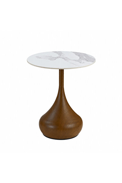PLUS 4 Modern Side Table for Service - Ceramic Top and Metal Base with Contemporary Design