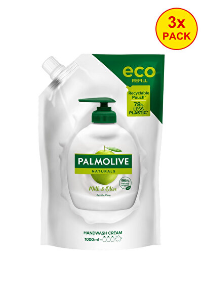 Palmolive Pachet de 3 Rezerve Săpun Lichid Naturals Lapte și Măsline, 1000 ml