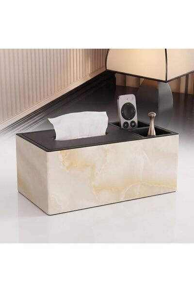 GENERAL Leather Tissue Box Cover Holder with Storage Organize, Rectangular Fa...