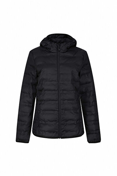 Generic Brand Geacă de damă matlasată cu glugă, finisaj hidrofug, neagră, RC524