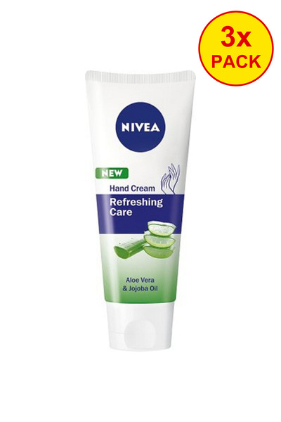 NIVEA PACK 3x Cremă de mâini Îngrijire Revigorantă cu Aloe Vera și Ulei de Jo...