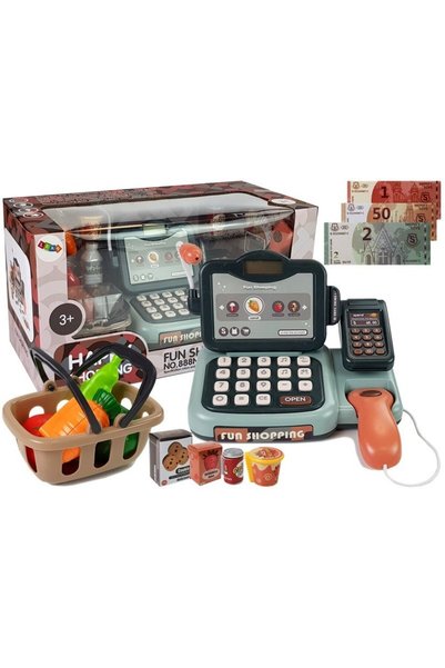 LeanToys Set de magazin cu casă de marcat, microfon și terminal audio LEAN Toys