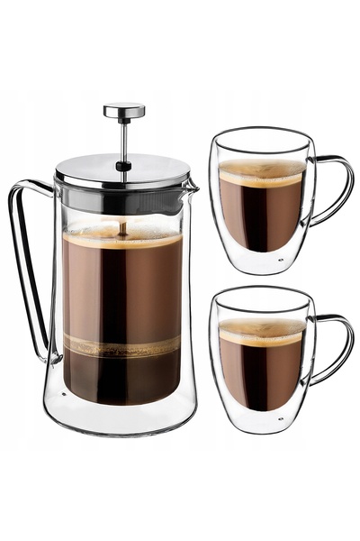 KADAX Cafetieră cu piston 1L + 2 pahare termice