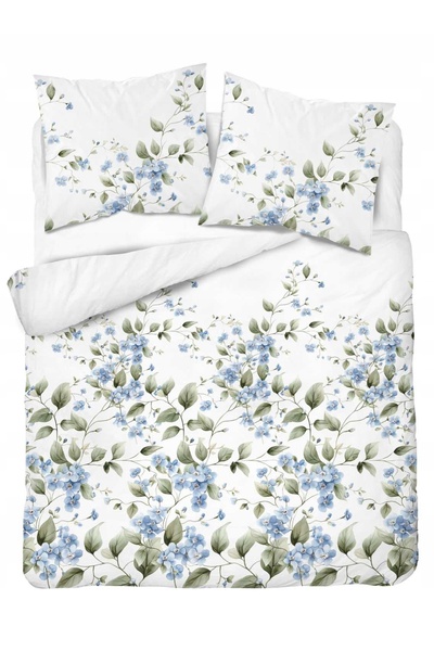 Detexpol Lenjerie de pat din flanelă 160x200 cu flori albastre pe un fundal d...