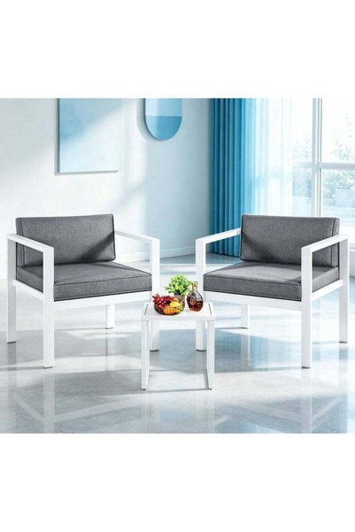 Generic Brand YIYAN 3-Piece Indoor-Outdoor Aluminum Bistro Set with Coffee Ta...