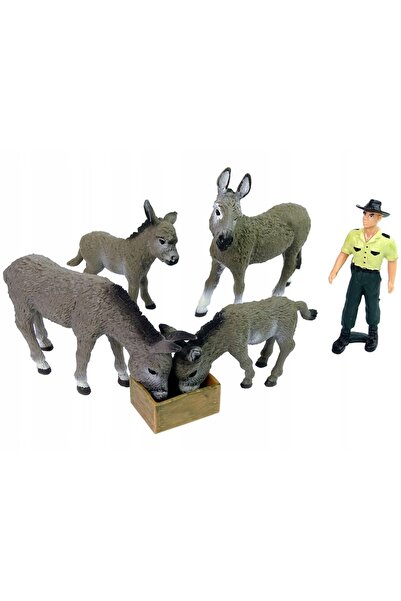 LeanToys Set de figurine: Patru măiști, fermier, gard