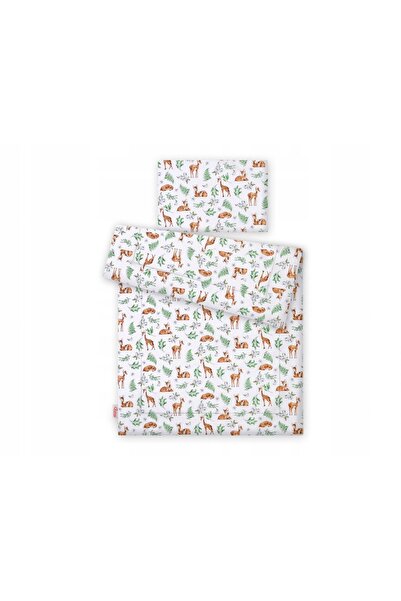Bobono Set de lenjerie de pat pentru copii cu umplutură 135x100 cm - sarenki alb