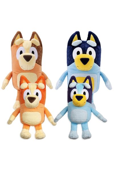 OEM Set de 4 jucării de pluș , Bluey Family, multicolore, 22 cm