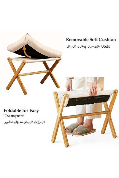 Arabest Fluffy Ottoman Footrest Stool – Foldable Under-Desk Chair with Remova...