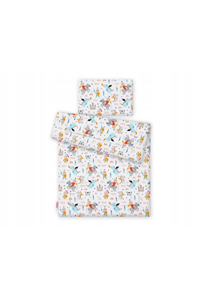 Bobono Set de lenjerie de pat pentru copii cu umplutură 120x90cm - cavaleri ș...