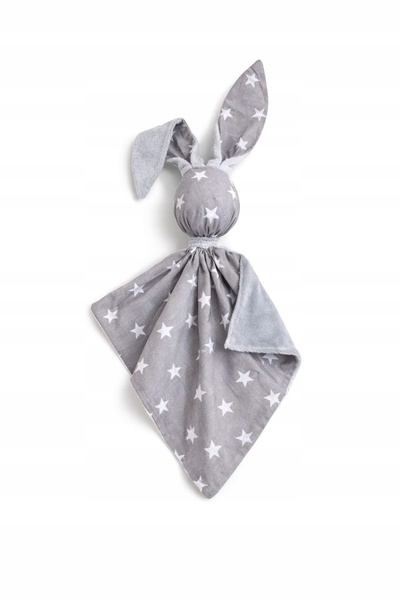 Bobono Jucărie de pluș DOUDOU, cu două fețe, din bumbac și minky - Stele gri ...
