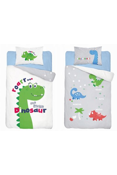 Detexpol Set pătuț 90x120 Plapumă + Lenjerie de pat Dinuș T-Rex Bebeluş