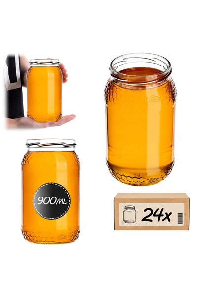 KADAX Borcan de sticlă 900 ml, borcane pentru miere, gemuri, dulceață, 0,9L, ...