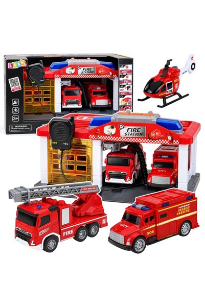LeanToys Bază de garaj, Elicopter al forțelor de pompieri, Radio cu unde scur...