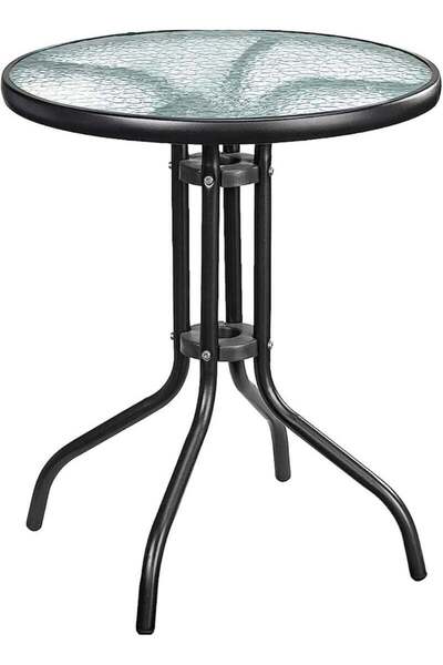 Generic Brand DubaiGallery Patio Bistro Round Metal Glass Table,Dining Table ...