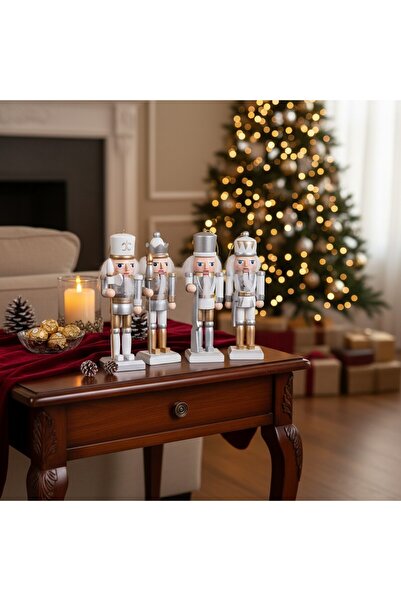 Ornament24 Set 4 figurine spargator de nuci soldatei din lemn, decoratiuni de...