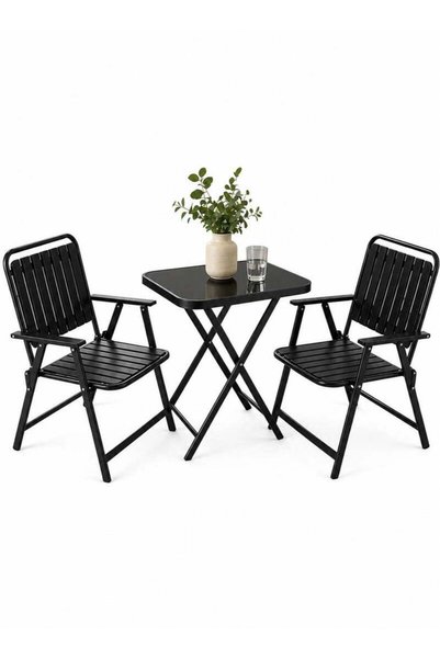 Generic Brand Toshionics Multi Purpose Dining Table and Chairs Set 3 Piece Bl...