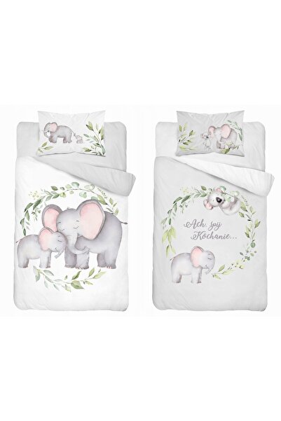 Detexpol Set pătuț 100x135 Plapumă + Lenjerie de pat Elefant