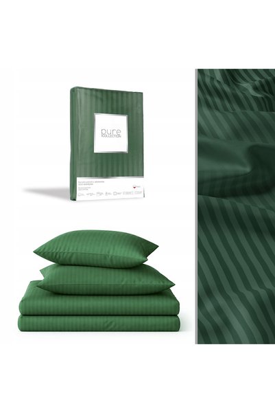 NO BRAND Adamaszek 220x200 Set de lenjerie de pat premium, verde, din satin u...