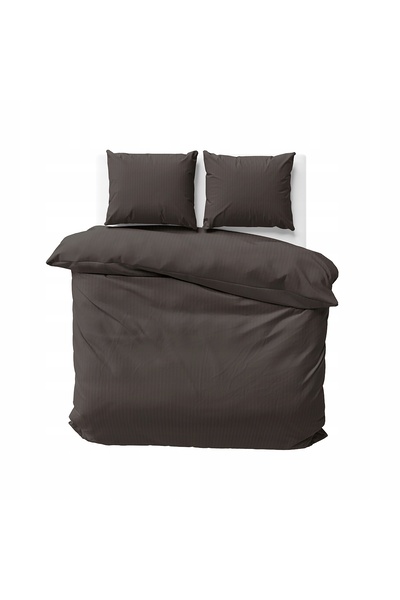 Detexpol Lenjerie de pat Satin 180x200 Uni și cu dungi Premium Maro închis Mocha