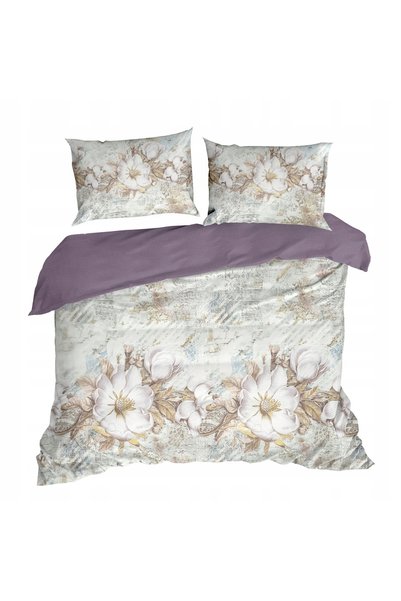 Eurofirany Lenjerie de pat din satin 220x200 Flori