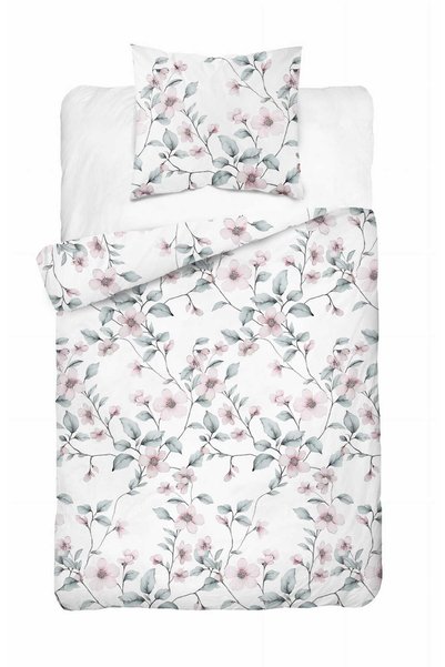Detexpol Lenjerie de pat din satin 140x200 Flori Roz Mentă