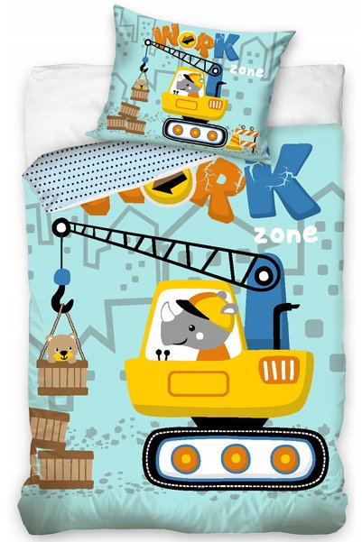 CARBOTEX Lenjerie de pat pentru tineret 160x200 Excavator Construcții Bumbac
